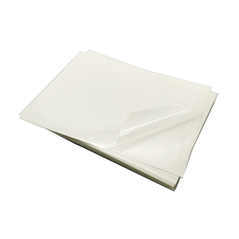 36 µm transparente PET-Folie / entfernbarer Kleber / 60 g weißer Pergamin-Liner