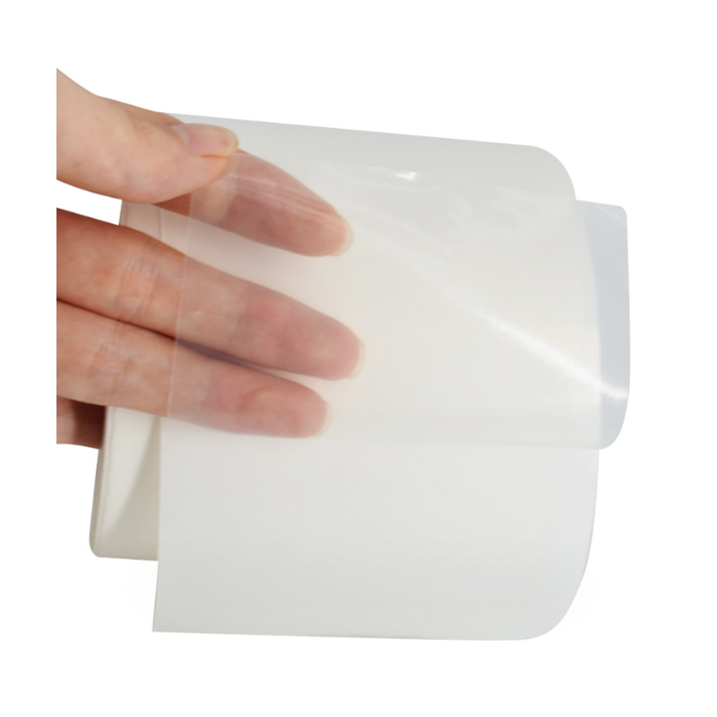 36 µm transparente PET-Folie / entfernbarer Kleber / 60 g weißer Pergamin-Liner
